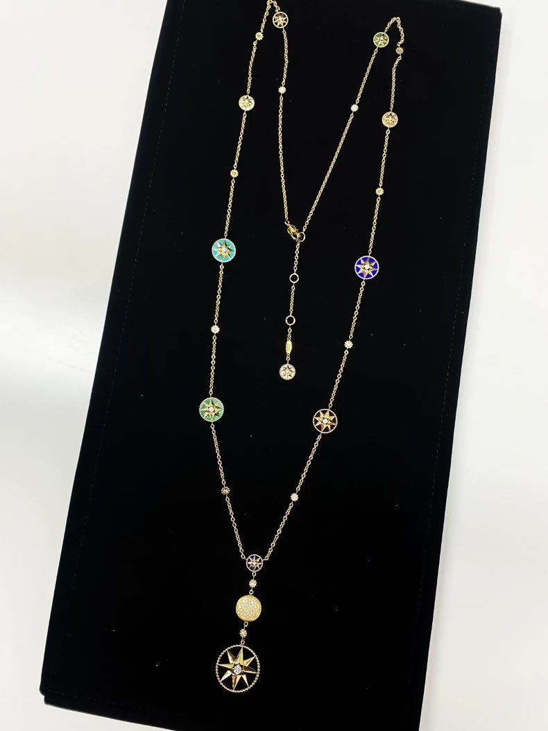Dior Rose des Vents Compass Rose Heavy Eight-Pointed Star Long Necklace