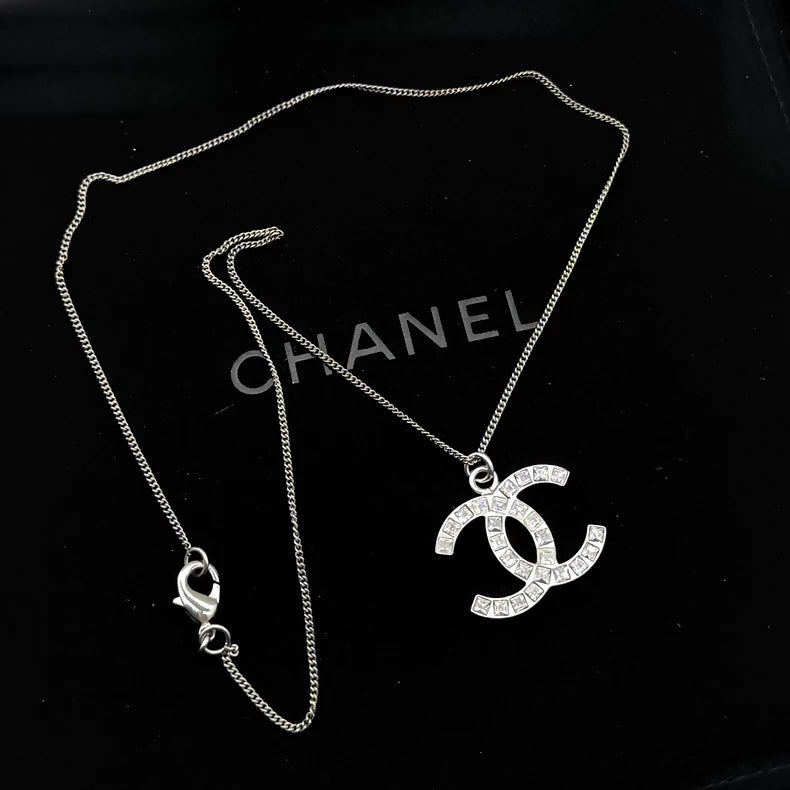 Chanel sparkling diamond double C pendant necklace