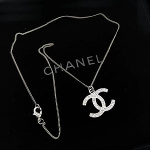 Chanel sparkling diamond double C pendant necklace