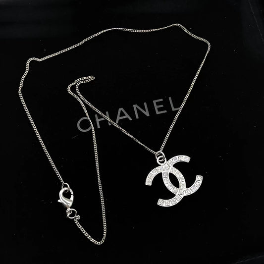 Chanel sparkling diamond double C pendant necklace