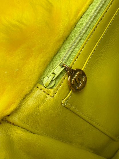 Chanel Vintage 1994 Yellow Fur Top Handle Bag