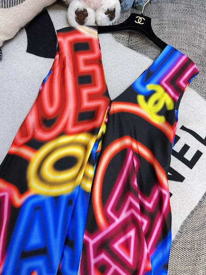 Chanel 21s multicolour Neon Silk Dress