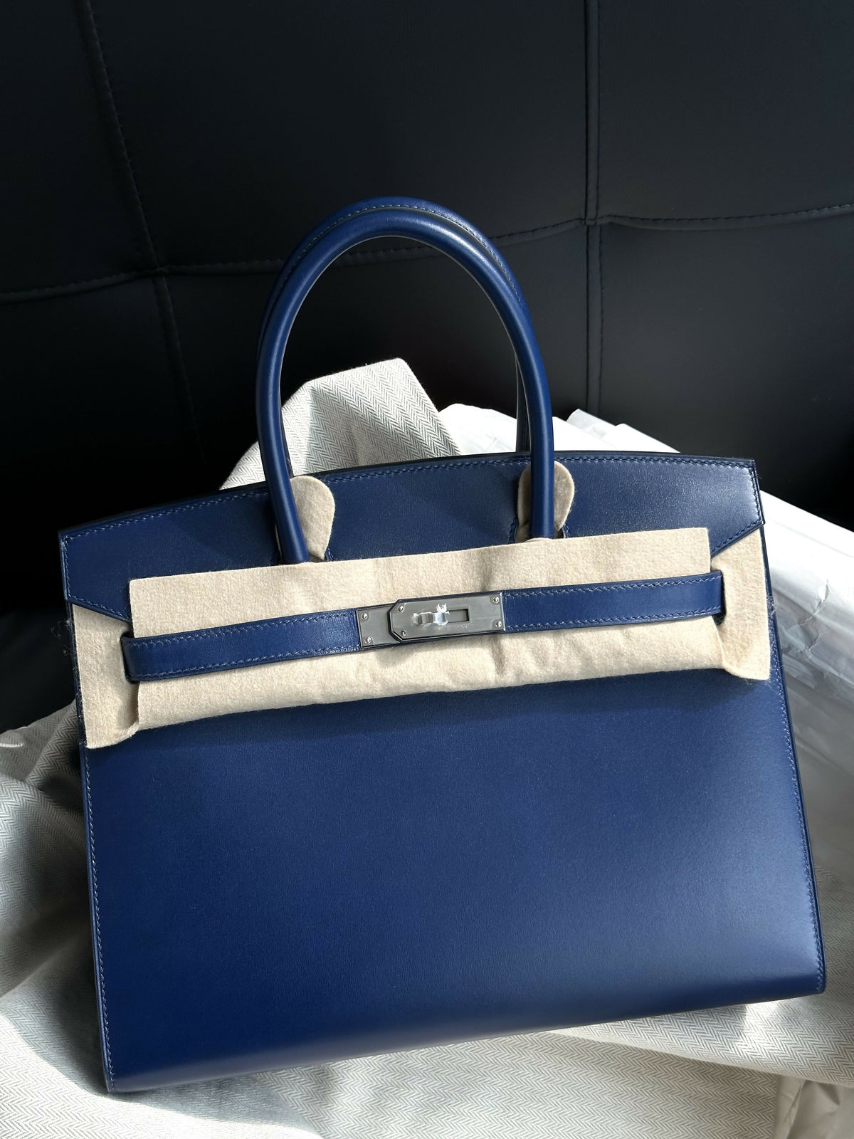 Hermès Birkin 30 Bleu Saphir (73) Box Calf Leather Sellier with Palladium Hardware