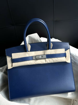 Hermès Birkin 30 Bleu Saphir (73) Box Calf Leather Sellier with Palladium Hardware