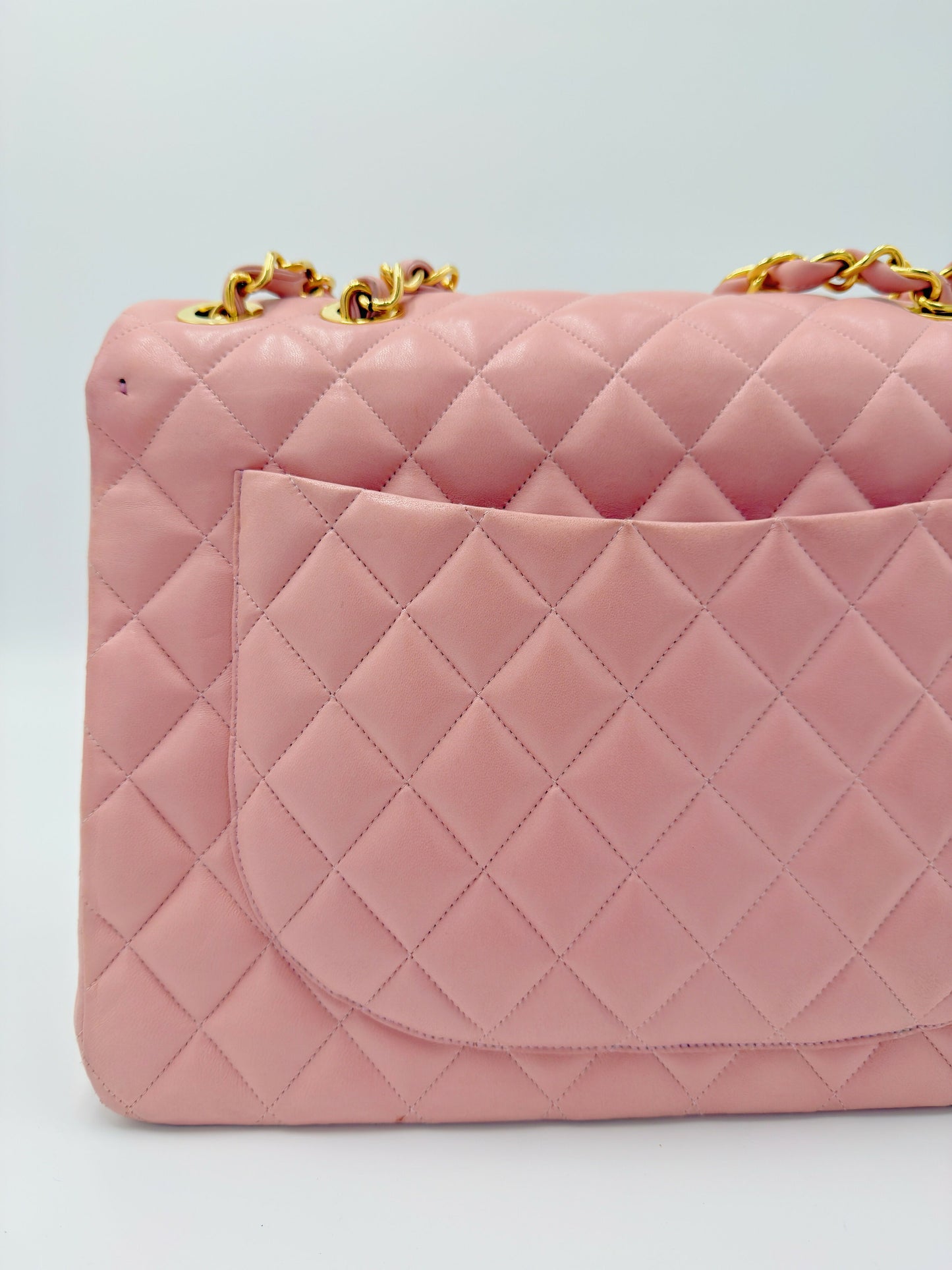 Chanel Vintage Maxi Flap Bag – Series 2 in Pink Lambskin with 24k Gold Hardware