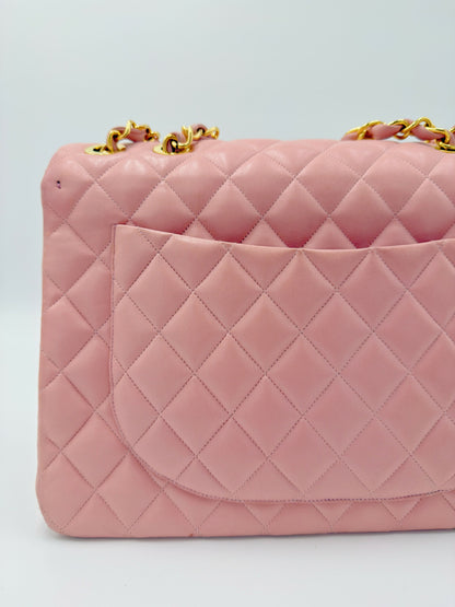 Chanel Vintage Maxi Flap Bag – Series 2 in Pink Lambskin with 24k Gold Hardware