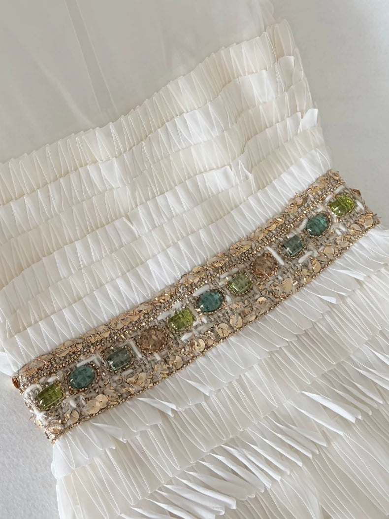 Chanel 18C ecru Jewelry Belt Dress