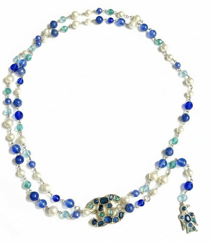 Rare Chanel 07A CC Aztec Bird Multicolor Gripoix Pearl Statement Belt/Necklace