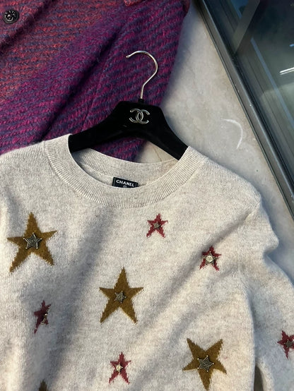 Chanel 2014 star ecru sweater