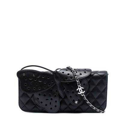 Chanel Quilted Lambskin Butterfly Clutch With Chain