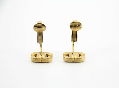 Chanel Vintage 71-80 Rhinestone & Gold-Plated Large CC Clip-on Earrings