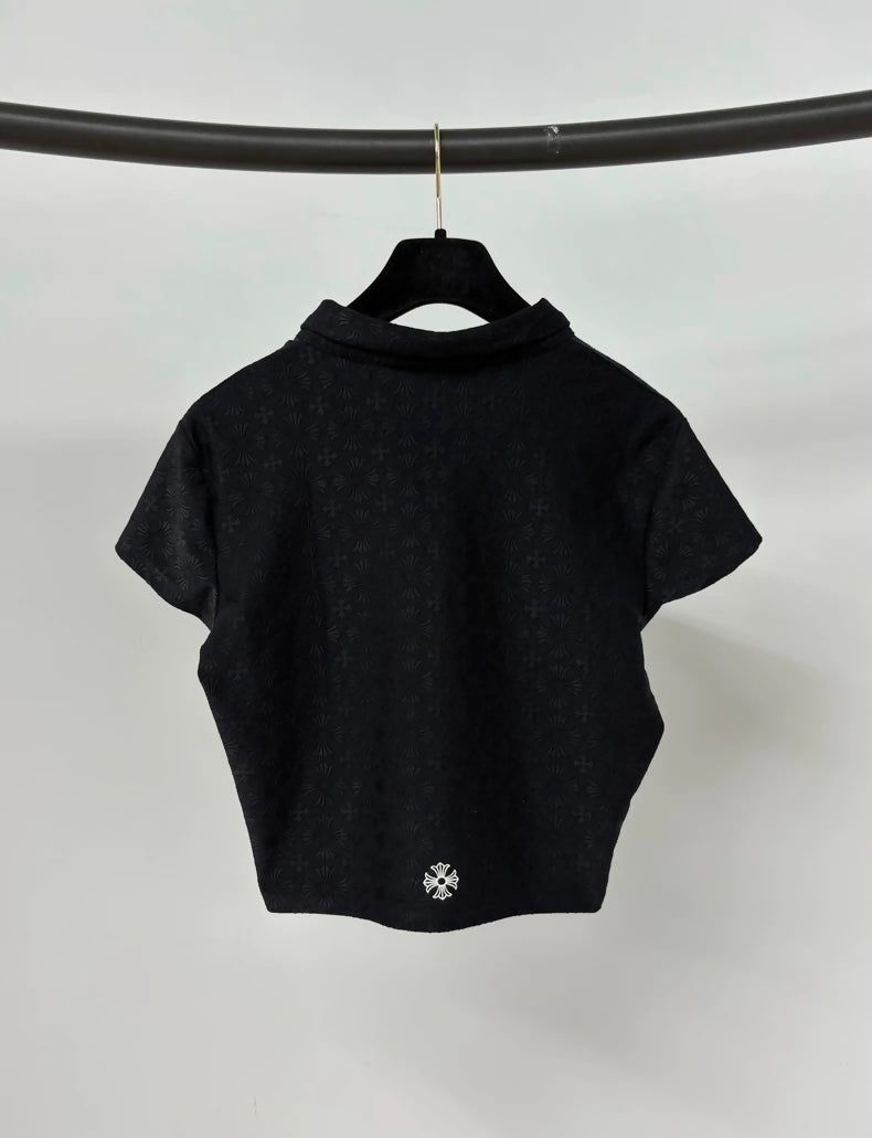 Chrome Hearts black short-sleeved polo shirt