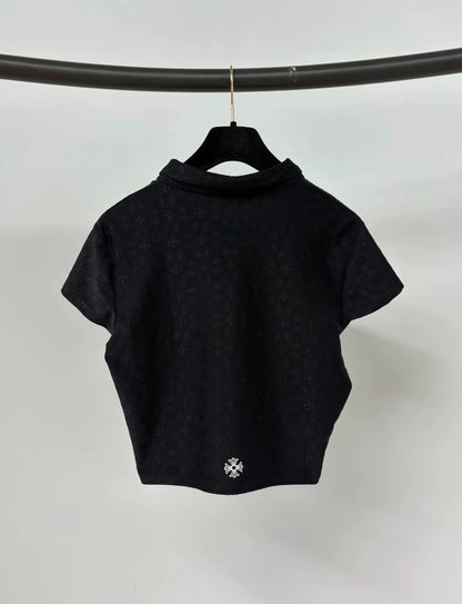 Chrome Hearts black short-sleeved polo shirt