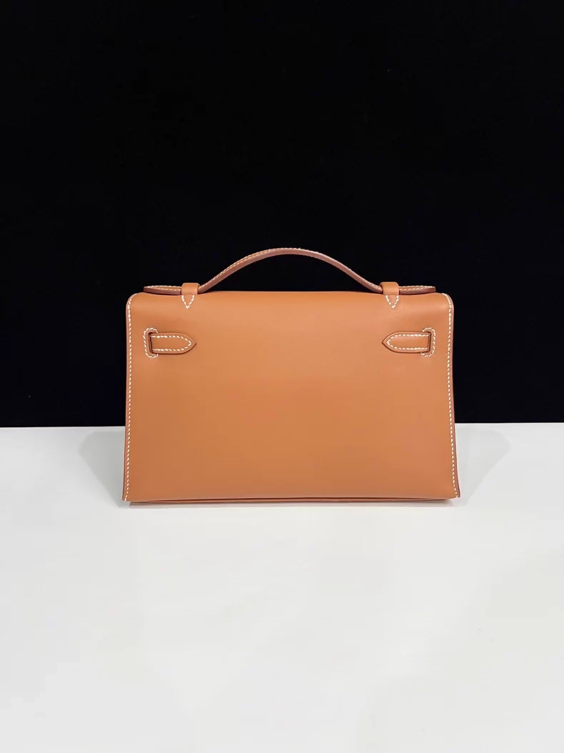 HERMES Kelly Pochette Gold swift leather palladium hardware