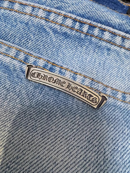 Chrome Hearts Limited Edition Blue Distressed Jeans, Army Green Camouflage Patchwork Star Jeans