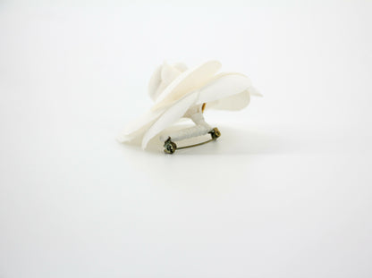 Chanel Vintage 81-85 Silk White Camellia Brooch