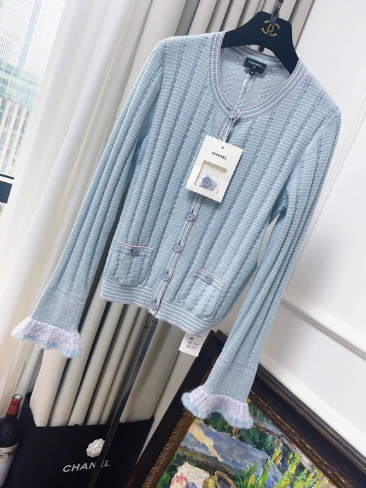 Chanel 25B light blue cardigan