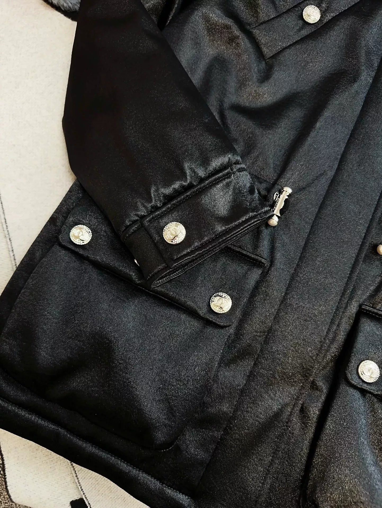 Chanel 23N ski series black hooded down jacket