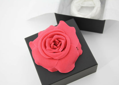 Chanel G26C Fabric Red Camellia Brooch