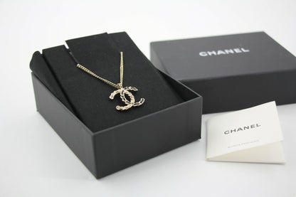 Chanel A20S Leather-threaded Metal Black Gold CC Necklace