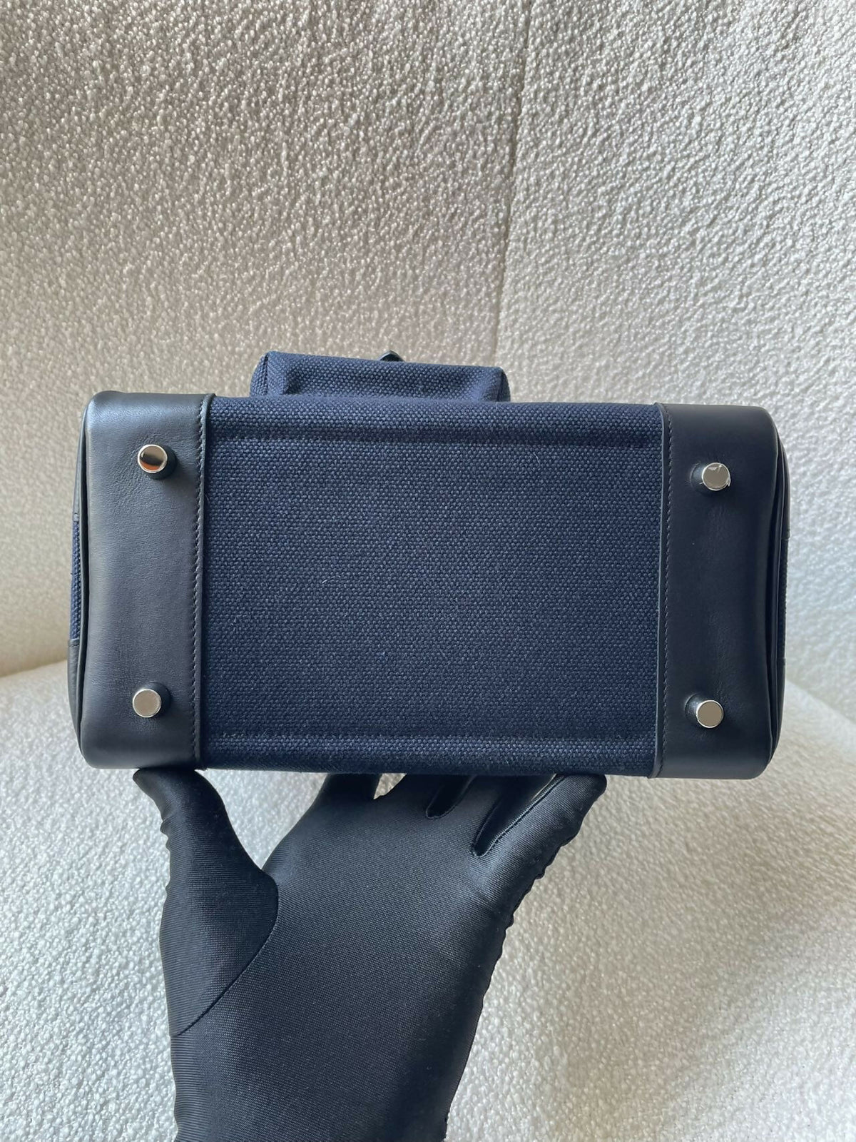 Hermès Birkin 25 Cargo Bleu Nuit / Deep Sea Blue Canvas & Swift Leather with Palladium Hardware