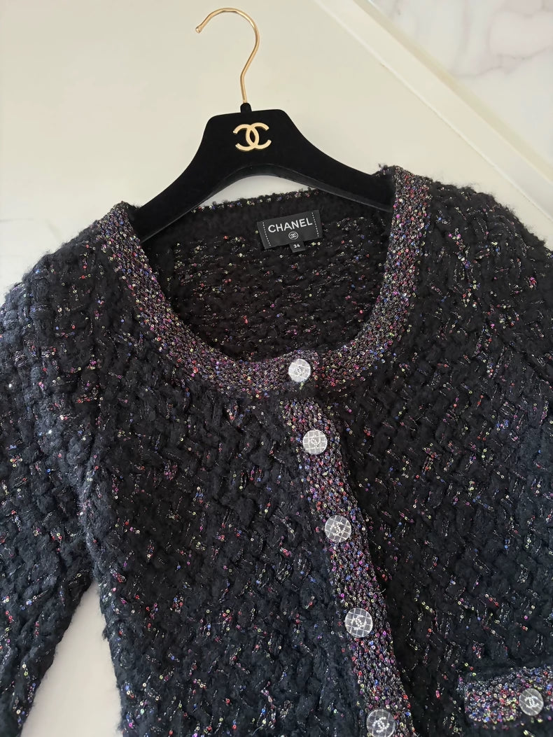 Chanel 21K Black Cashmere Cardigan