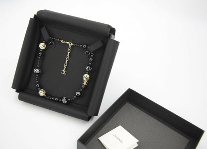 Chanel 26A Metal Gripoix Pearls & Resin Gold Black & White CC Necklace