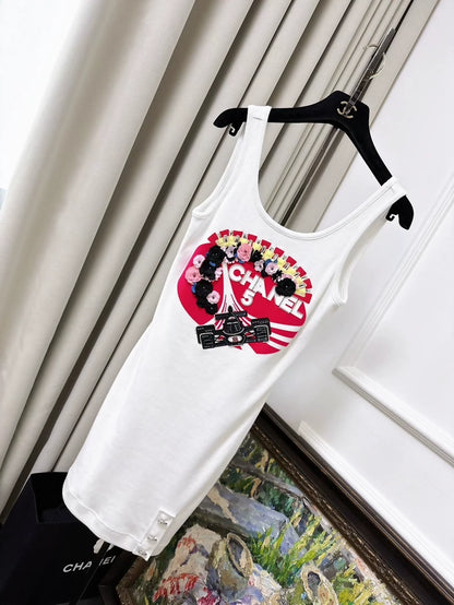 Chanel 23C sleeveless vest dress with