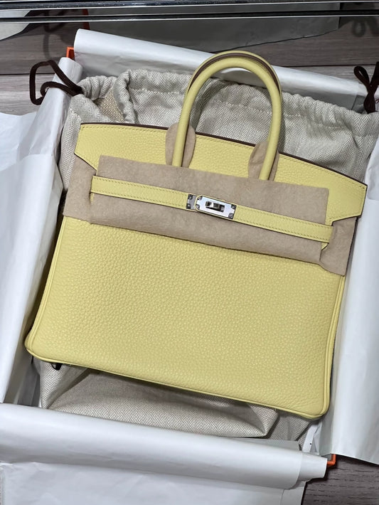 Hermes Birkin 25 1Z Jaune Poussin togo leather palladium hardware
