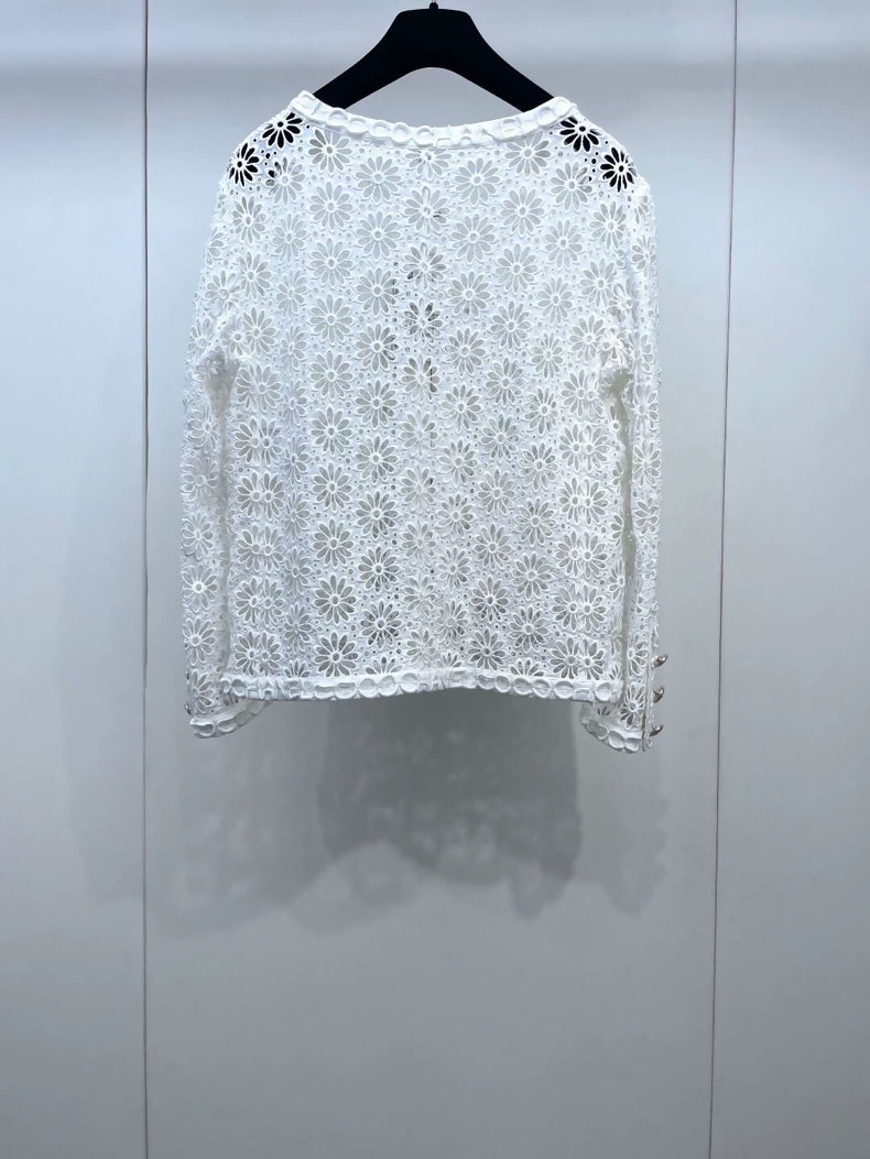 Chanel 21S white crochet cardigan