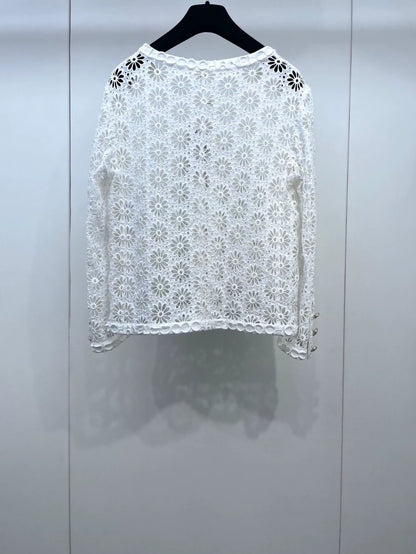 Chanel 21S white crochet cardigan