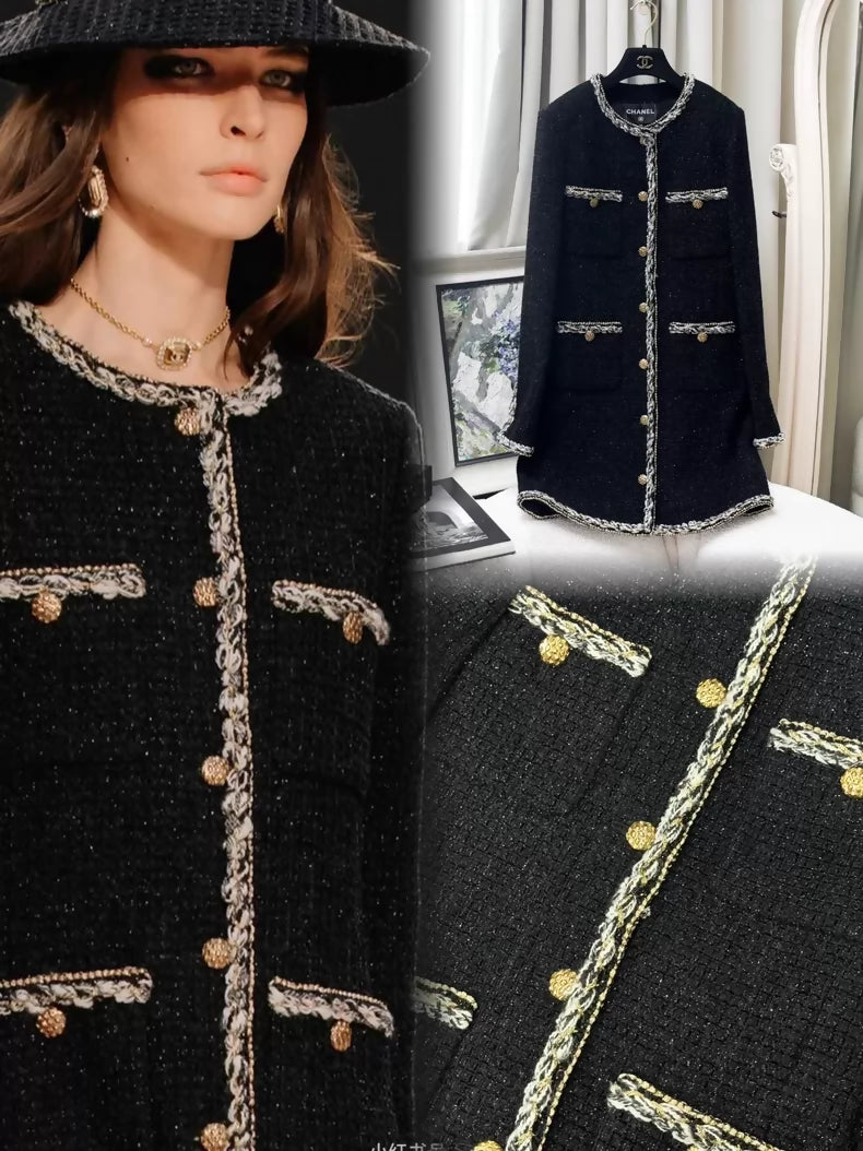 Chanel 25K Black tweed coat with Silver gold details – Wararni.com