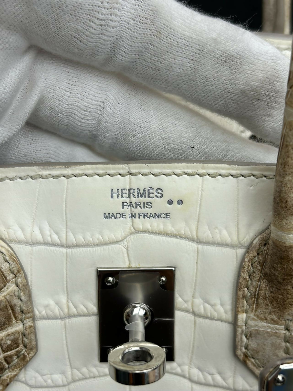Hermès Birkin 25 Himalaya Niloticus Crocodile Matte with Hardware Square