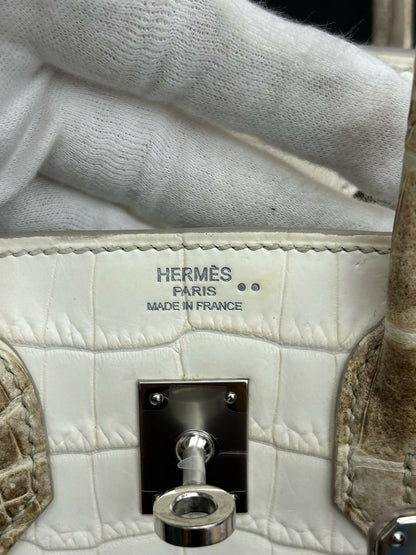 Hermès Birkin 25 Himalaya Niloticus Crocodile Matte with Hardware Square