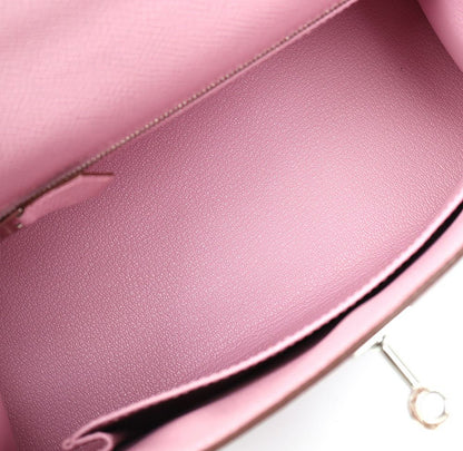 Hermès Kelly Sellier 25 Mauve Sylvestre Epsom Palladium Hardware