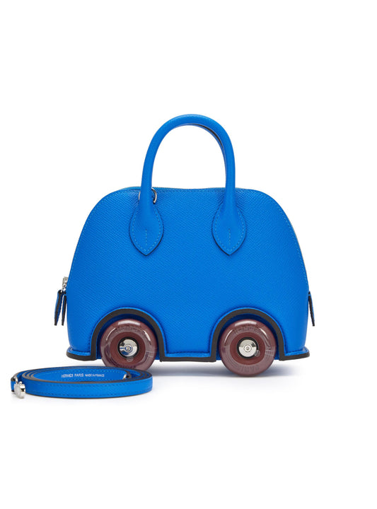 Limited Edition Hermes Bleu Hydra and Rouge H Epsom Bolide on Wheels Palladium Hardware