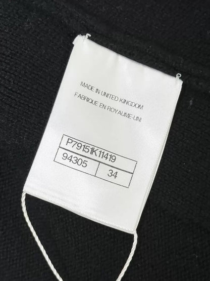 Chanel 25p Black Knit Reversible Cashmere Cardigan