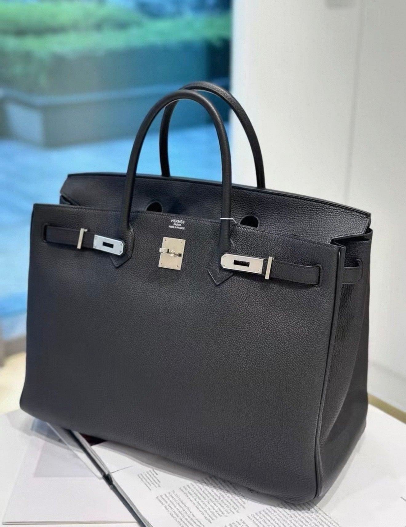 Hermes Birkin 40 black Togo leather palladium hardware