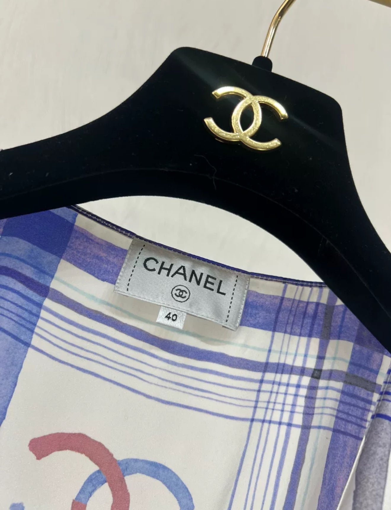 Chanel 23P Blue & White silk shirt