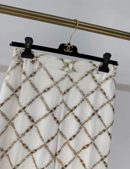 Chanel 22B silk wide-leg pants