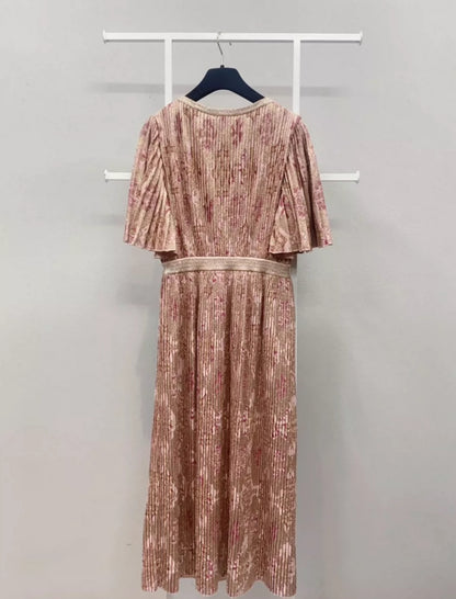 Chanel 20A Pink & Gold Viscose Dress