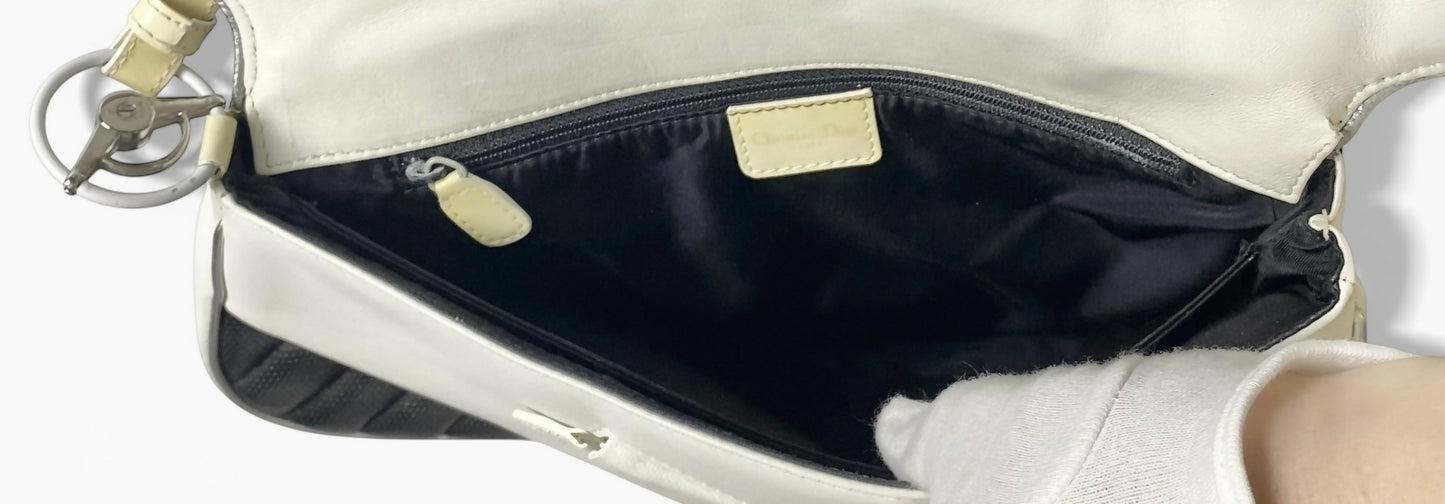Ultra Rare Dior 2001 SS Cadillac Montaigne Saddle Bag Black White Red