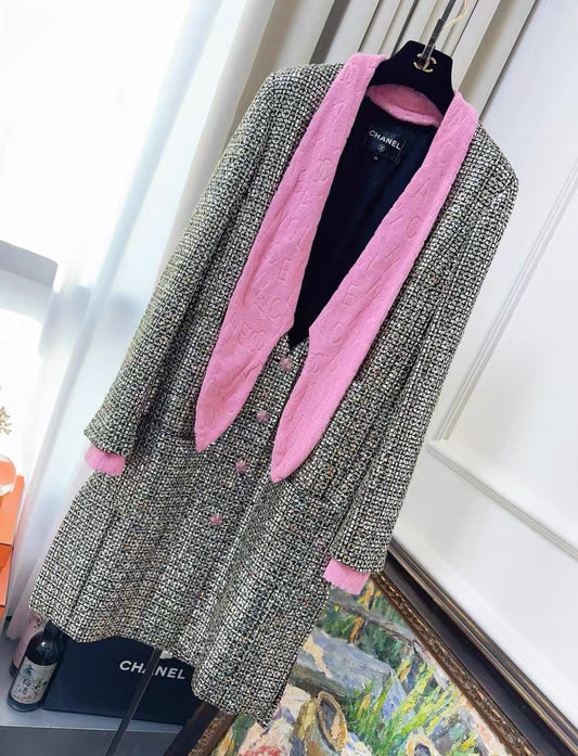 Chanel 24C sequin grey & pink jacket