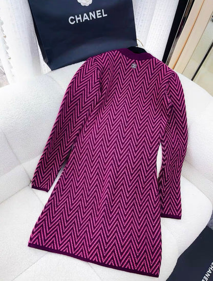 Chanel 21K Burgundy, Pink & Green Dress size 36