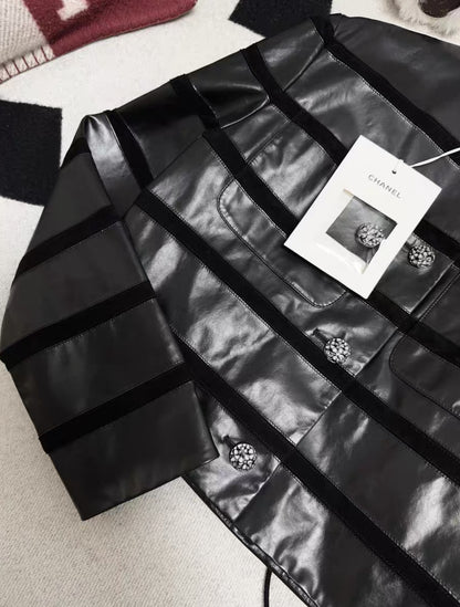 Chanel 24S black striped leather jacket