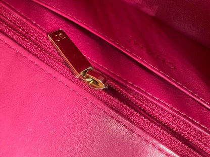 Chanel pink Lambskin Chevron Quilted Medium Double Flap