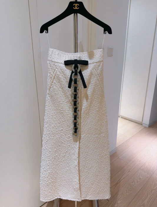 Louis Vuitton White Tweed Skirt