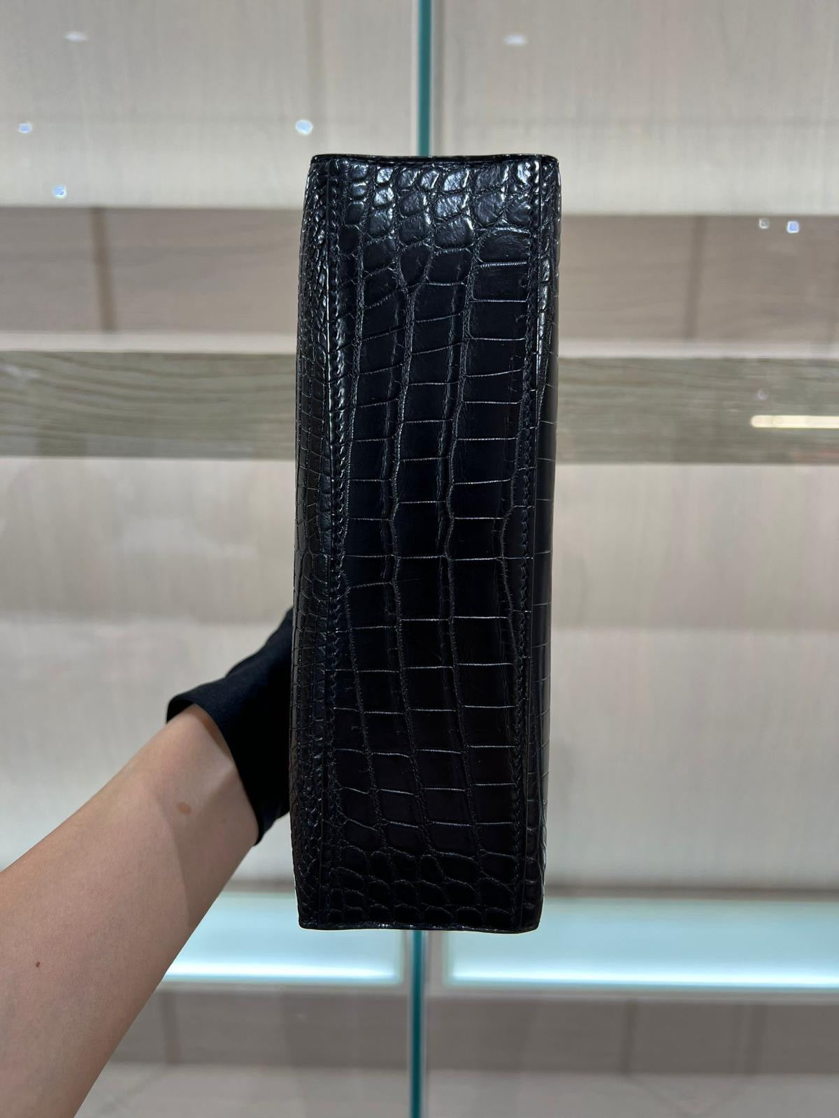 Hermès Mini Kelly Pochette So Black Matte Crocodile