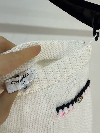Chanel 24S white knitted skirt