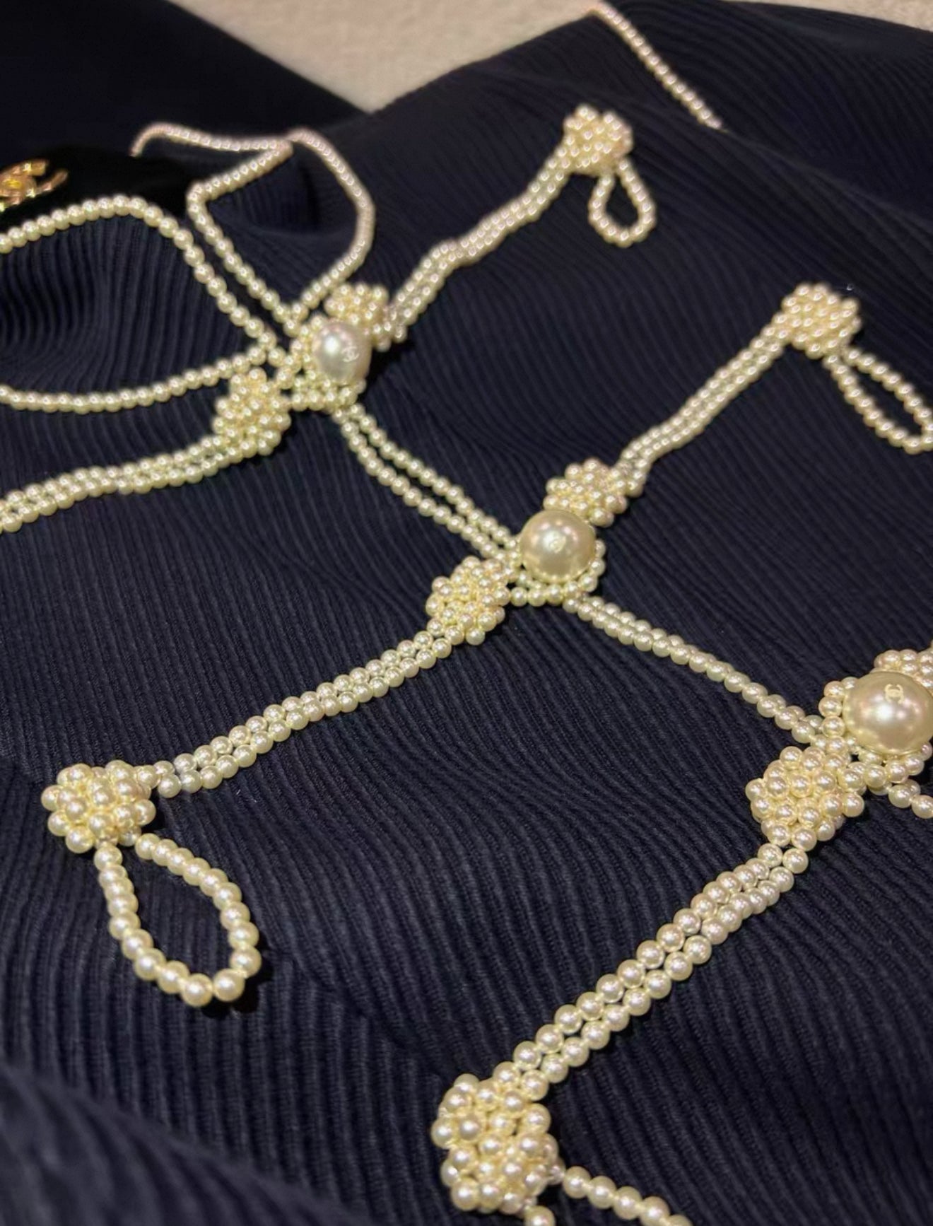 Chanel 09P Pearl Button Navy Blue Military Jacket FR42